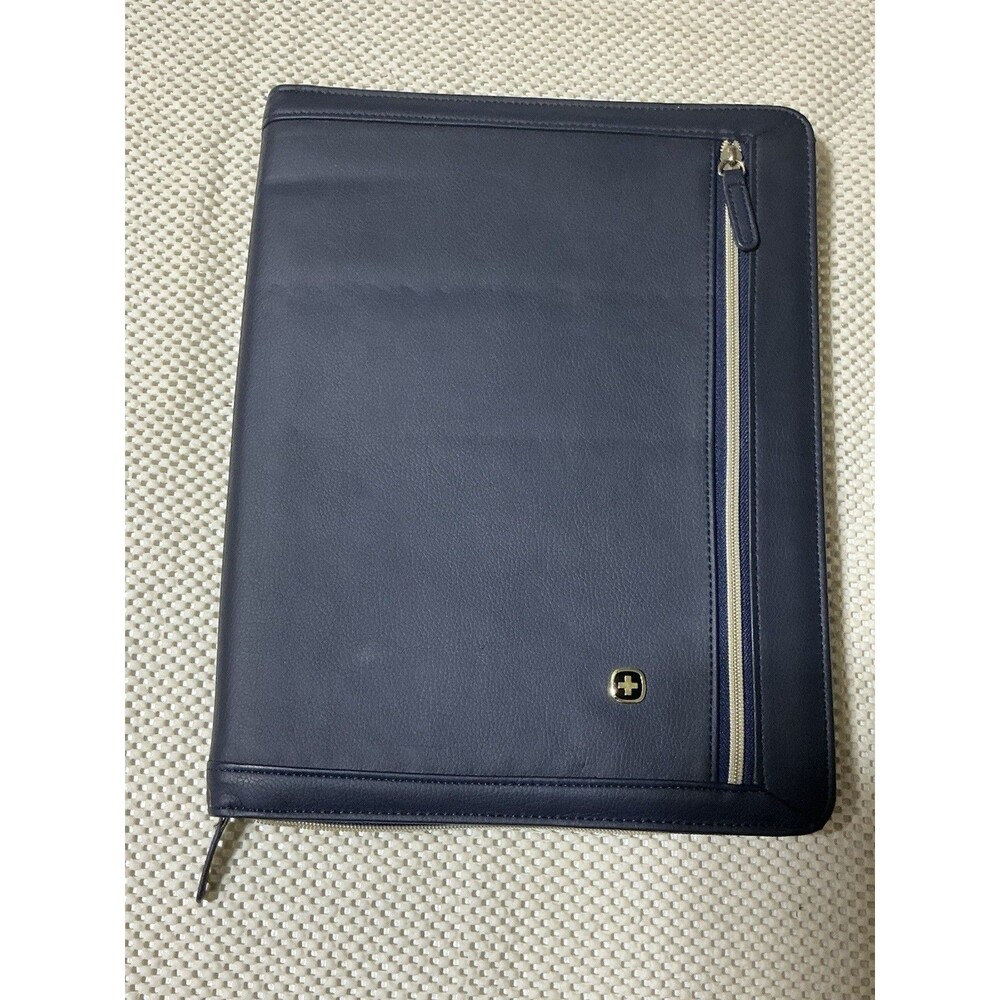 Wenger Navy Blue Zip Around Padfolio Business Portfolio Letter Pad Organizer